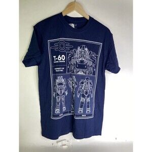 Fallout Game T-60 Power Armor Blue T-Shirt Mens Size M Loot Crate Exclusive